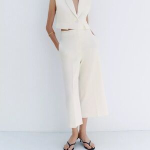 Zara Cream Wide-Leg Culottes